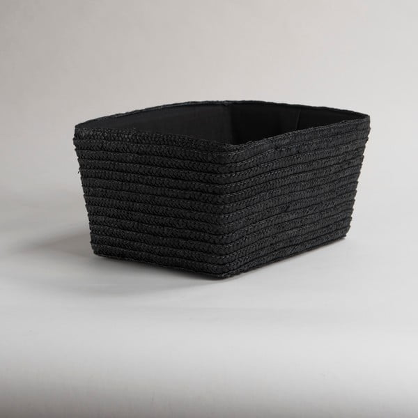 Černý úložný košík z pšeničného výpletu Compactor Hawai, šířka 32 cm