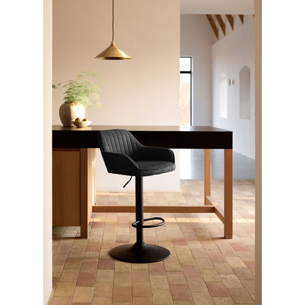 Тъмносив тапициран бар стол с регулируема височина/с подлакътници (височина на седалката 65 cm) Nolan – Unique Furniture-image-1