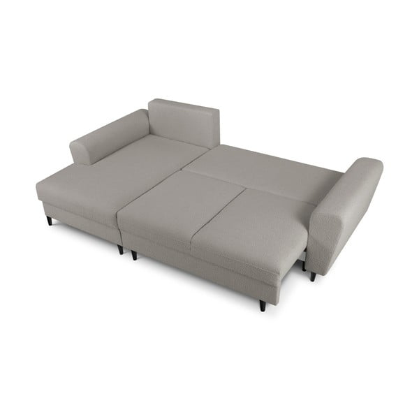 Светлосив разтегателен ъглов диван с място за съхранение от прежда с примки от букле (ляв ъгъл) Kyoto – Cosmopolitan Design-image-2