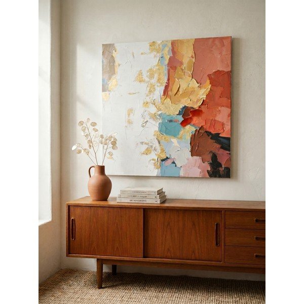 Печатна/с ръчно рисувани елементи върху платно картина 80x80 cm Crown – Bizzotto-image-1