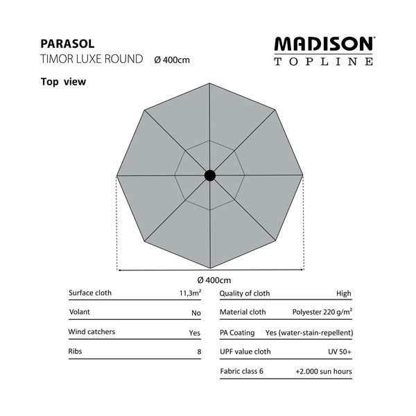 Зелен чадър ø 400 cm Timor - Madison-image-2