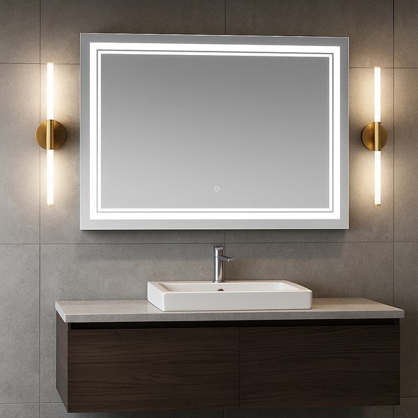 Стенно огледало със светлина 90x70 cm Zenith – Bonami Essentials-image-2