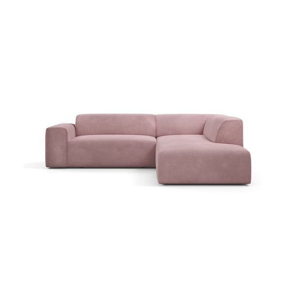 Розов ъглов диван от велур , 260 см, десен ъгъл Karen - Marie Claire Home