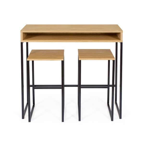 Черен/в естествен цвят бар стол от декор от дъб Frame – Woodman-image-3