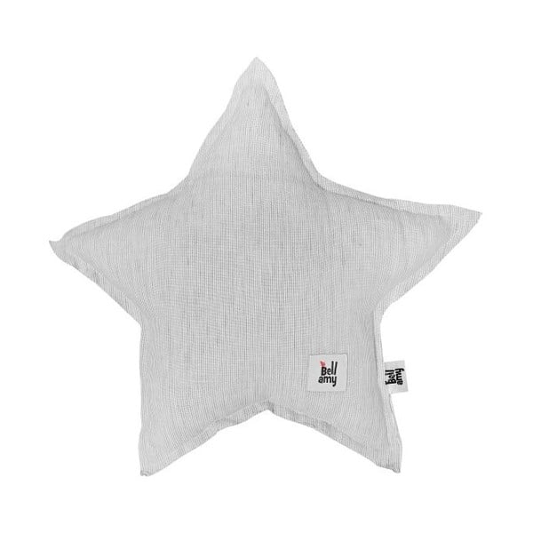 Сива детска ленена възглавница във формата на звезда Stripes - BELLAMY