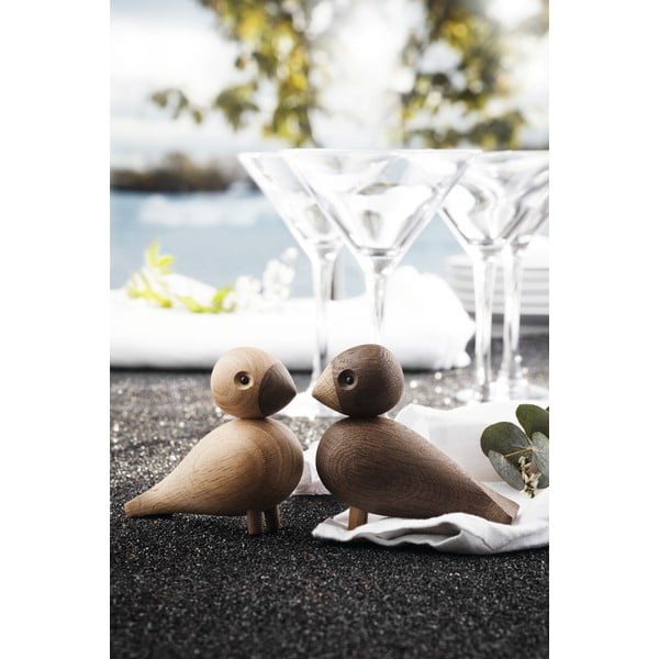 Комплект от 2 статуетки от масивна дъбова дървесина Lovebirds - Kay Bojesen Denmark-image-2