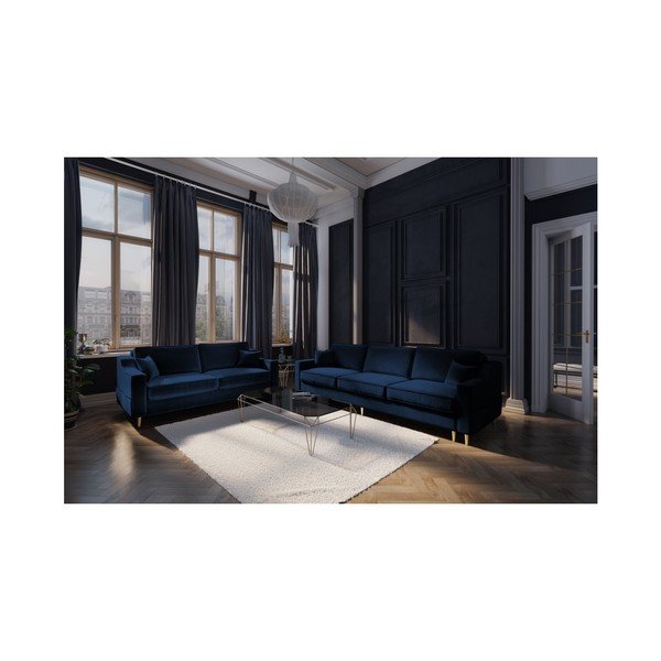 Тъмносин двуместен диван Marigold - Mazzini Sofas-image-2