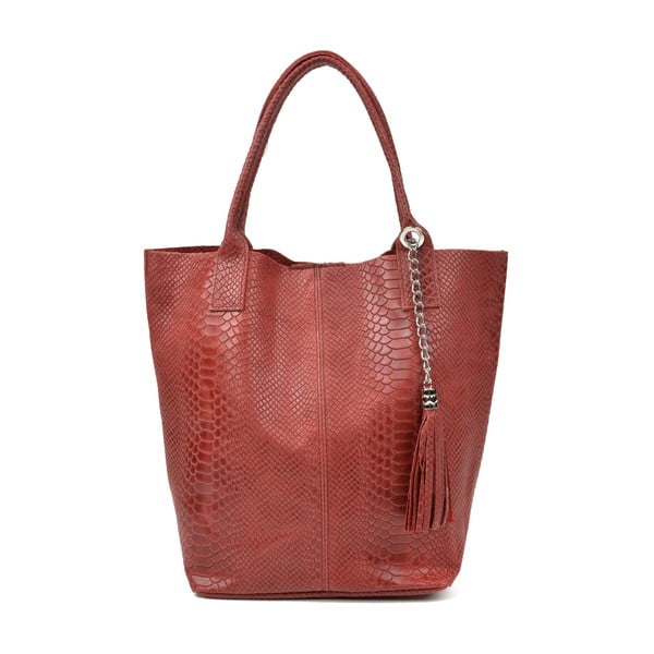 Червена кожена чанта за пазаруване Lola - Renata Corsi