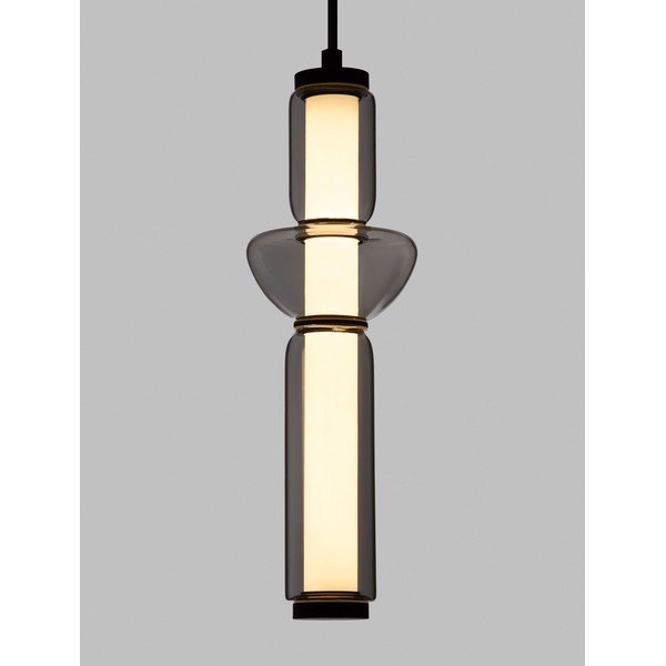 Сиво стъклено LED затъмняващо се висящо осветително тяло ø 12 cm Ulon – Nova Luce-image-1