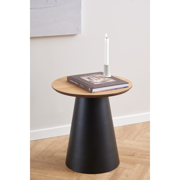 Кръгла масичка за кафе в черен и естествен цвят с дъбов плот ø 45 cm Soli - Actona-image-2