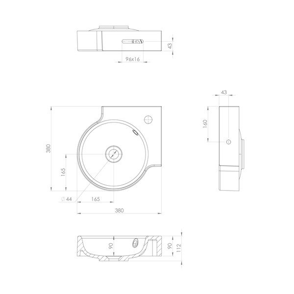 Бяла кръгла мивка от отлят мрамор 38x38 cm Kaori – Sapho-image-3