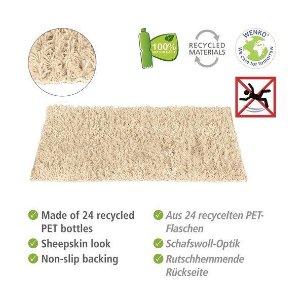 Бежова текстилна постелка за баня 60x90 cm Lanas - Wenko-image-3