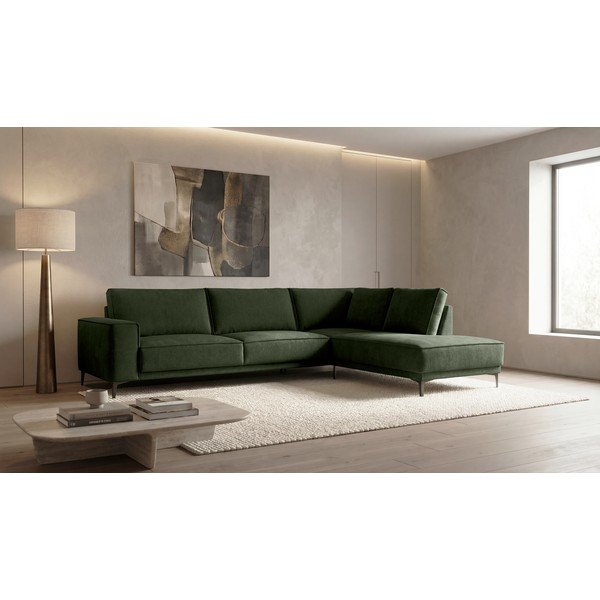 Зелен шенилов ъглов диван (десен ъгъл/L форма) Copenhagen – Scandic-image-1