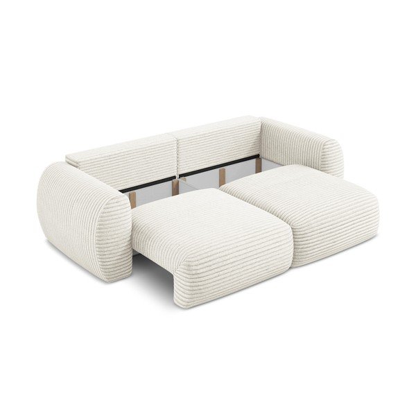 Бежов разтегателен диван с място за съхранение от рипсено кадифе 266 cm Kini – Makamii-image-4