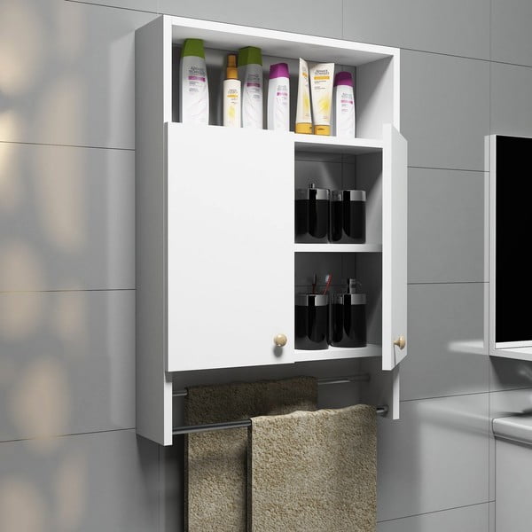 Бели шкафове за баня със закачалка за кърпи, шкаф за баня - Puqa Design-image-2