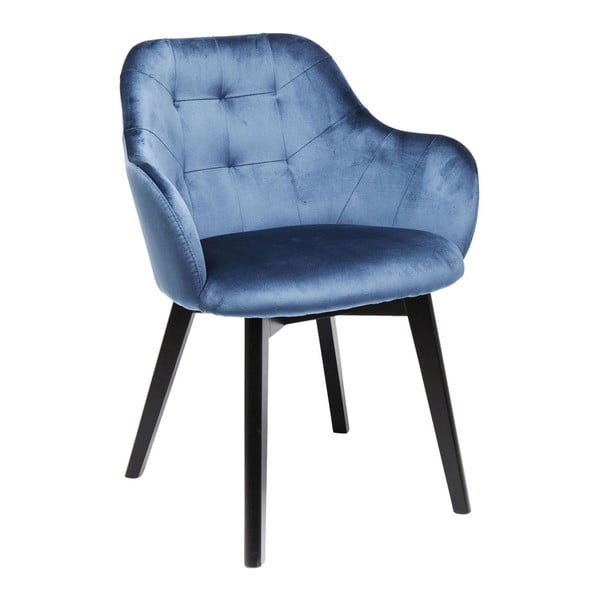 Sametově modrá židle s nohami z bukového dřeva Kare Design