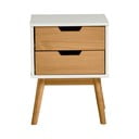 Нощно шкафче в бяло и кафяво, изработено от масивна борова дървесина Baku - Marckeric