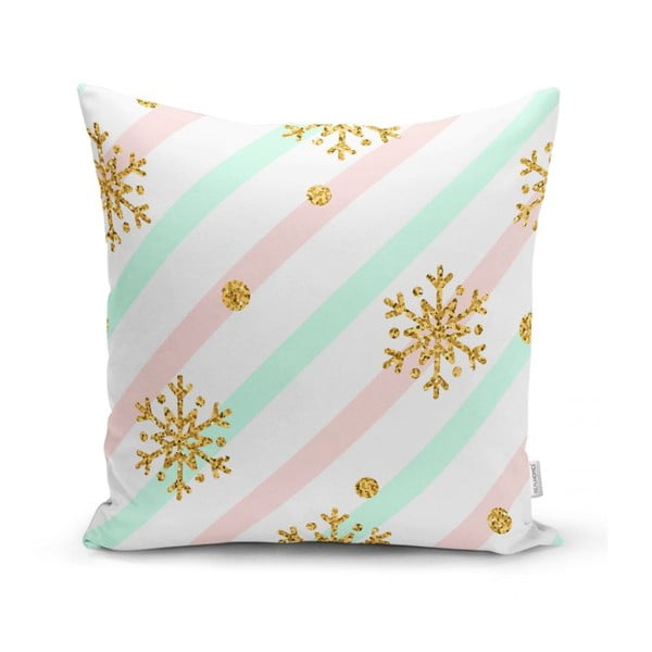 Коледна калъфка за възглавница Pinky Snowflakes, 42 x 42 cm - Minimalist Cushion Covers