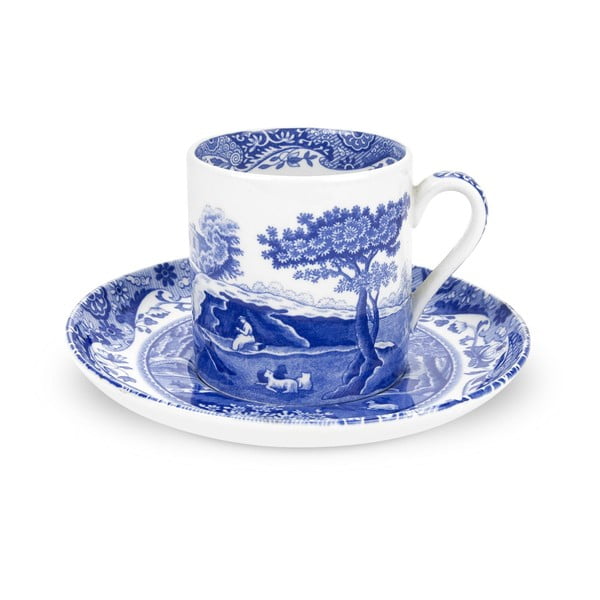 Комплект от 4 бели и сини чаши с чинийка Blue Italian, 90 ml - Spode