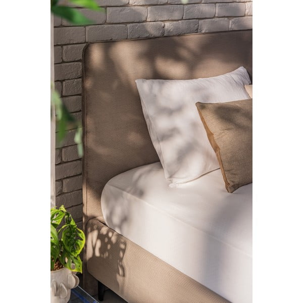 Двойно тапицирано кафяво-сиво легло с включена подматрачна рамка 160x200 cm Noira Slim – Bonami Selection-image-3