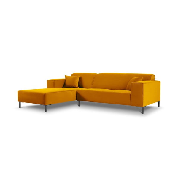 Ъглов диван от жълто кадифе Siena, ляв ъгъл - Cosmopolitan Design