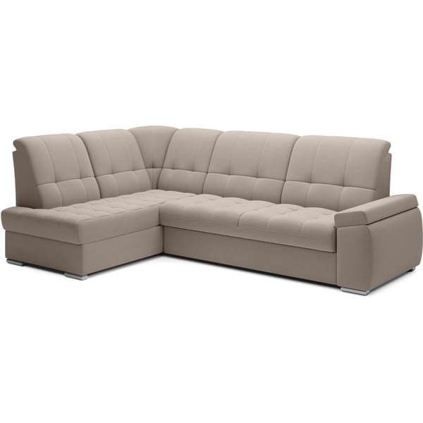 Бежов кадифен разтегателен ъглов диван с място за съхранение (ляв ъгъл L форма) Sado – ELTAP-image-2