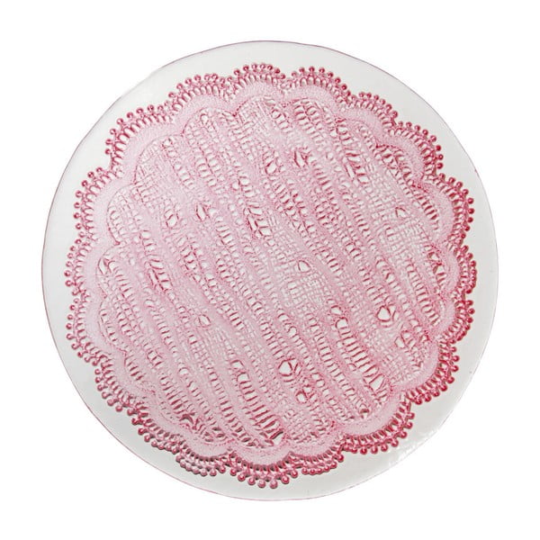 Růžový skleněný dezertní talíř Côté Table Tulle, 21 cm