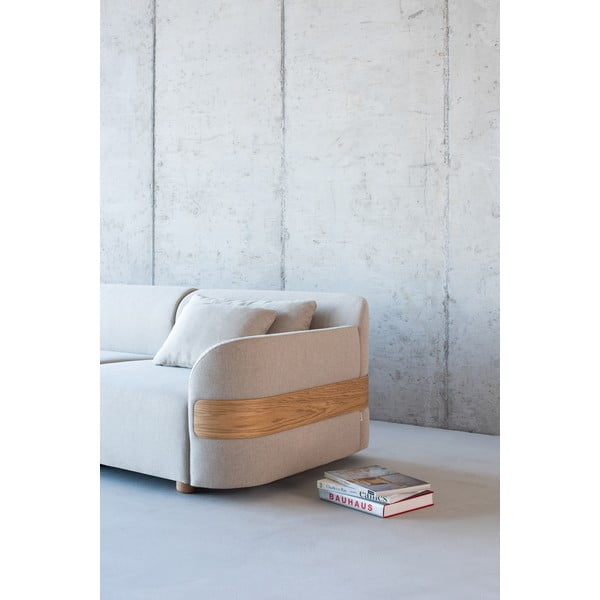 Светлосив модул на дивана (десен ъгъл) от смес от вълна и лен Hugg - Gazzda-image-1