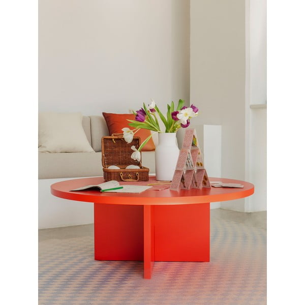 Червена кръгла масичка за кафе ø 100 cm Pausa – Really Nice Things-image-2