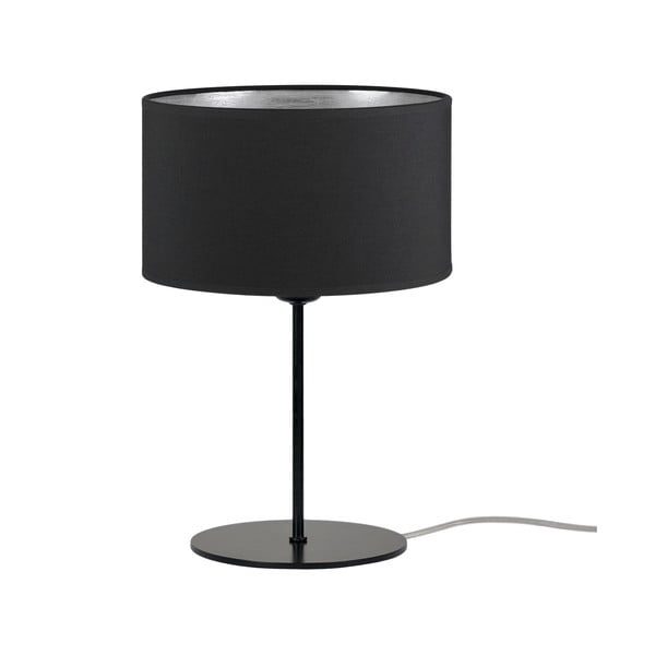 Черна настолна лампа със сребърни детайли S, ⌀ 25 cm Tres - Sotto Luce