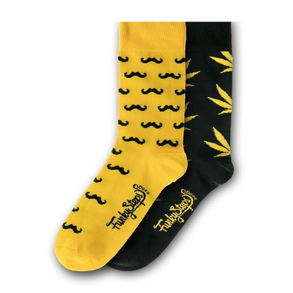 Комплект от 2 чифта жълти чорапи, размер 39 - 45 - Funky Steps