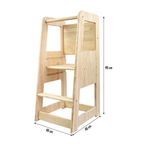 Кула за обучение от борова дървесина в естествен цвят Montessori - Little Nice Things-image-2
