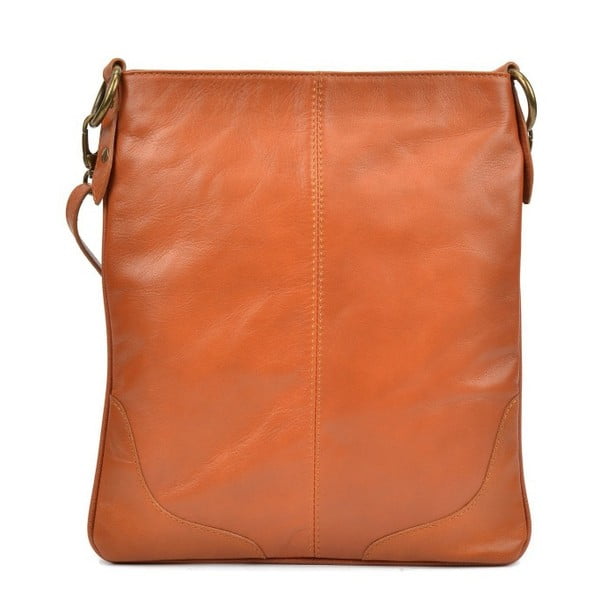 Кафява кожена чанта в цвят коняк Luro - Mangotti Bags