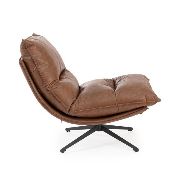 Кресло с място за съхранение от изкуствена кожа в цвят кафяв коняк Alanez – Bizzotto-image-3