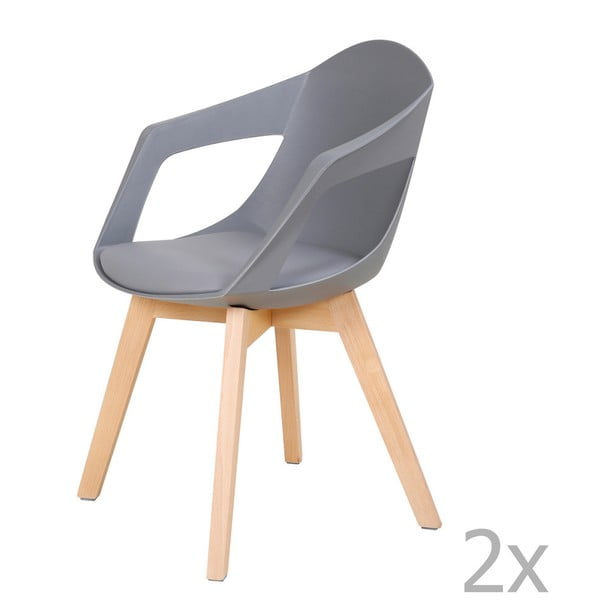Комплект от 2 сиви трапезни стола Robin - 360 Living