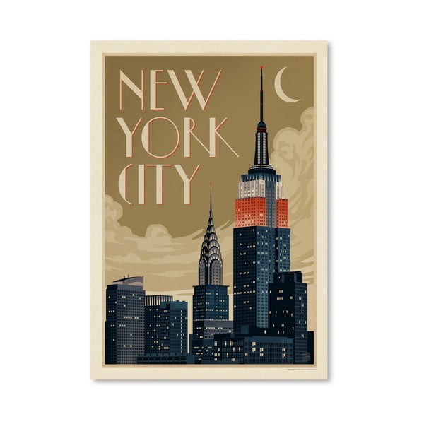 Плакат Скайлайн на Ню Йорк, 42 x 30 cm - Americanflat