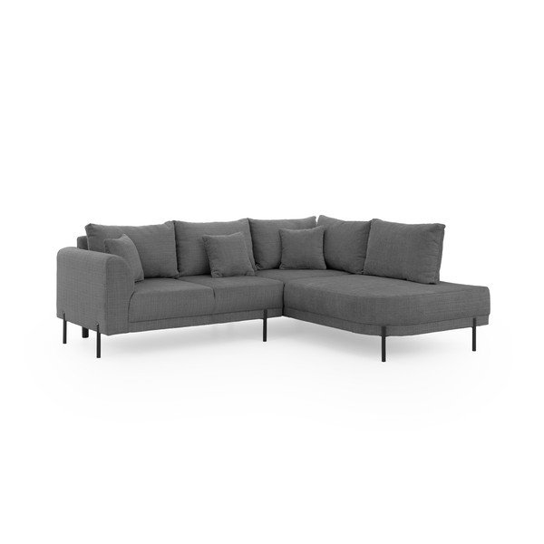 Тъмносив шенилов ъглов диван (десен ъгъл/L форма) Mauris  – Ropez-image-2