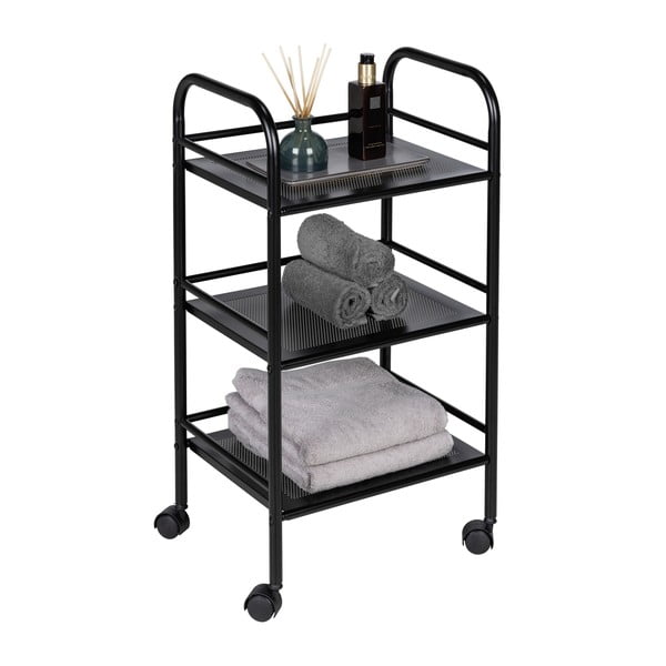 Черен метален подвижен стелаж 41x75 cm – Wenko-image-3