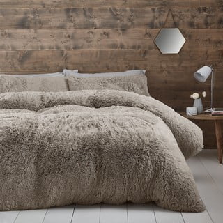Кафяво двойно  спално бельо от микроплюш 200x200 cm Cuddly – Catherine Lansfield