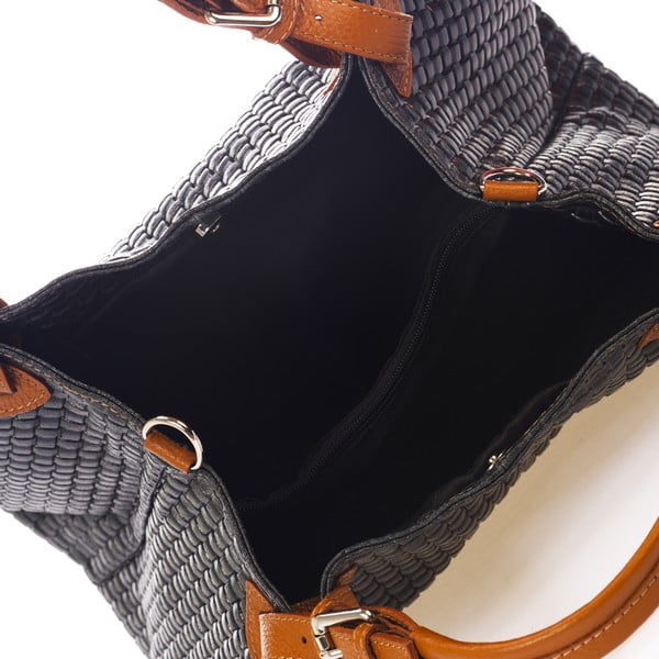 Тъмносиня кожена чанта Federica Bass Hydri - Federica Bassi-image-3