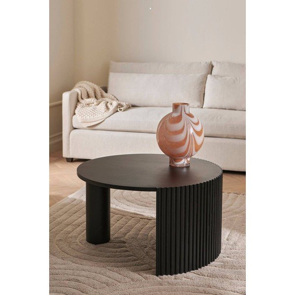 Черна кръгла масичка за кафе с дъска от мангово дърво ø 80 cm Bisselina – Ellos Home-image-1