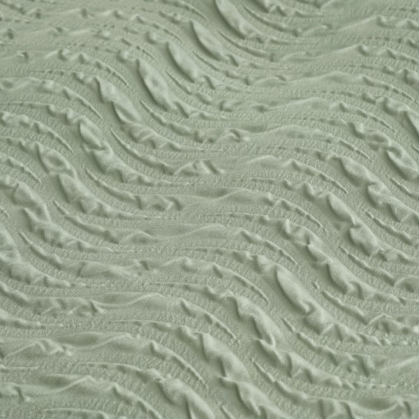 Зелено двойно удължено крепово спално бельо 230x220 cm Heatset Wave – Catherine Lansfield-image-4