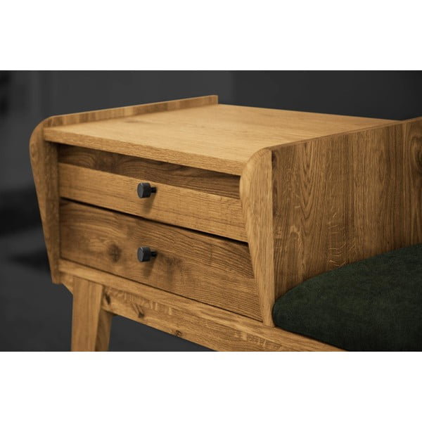 Дъбова пейка с чекмеджета със зелена седалка Retro - The Beds-image-4