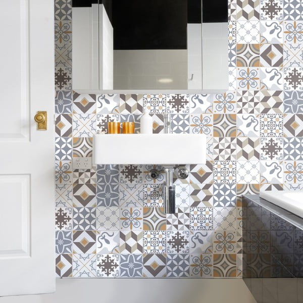 Комплект от 60 стикера за стена Cement Tiles Liliania, 10 x 10 cm Liliana - Ambiance-image-3