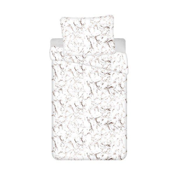 Бяло-кафяво единично спално бельо от микроплюш 140x200 cm - Jerry Fabrics