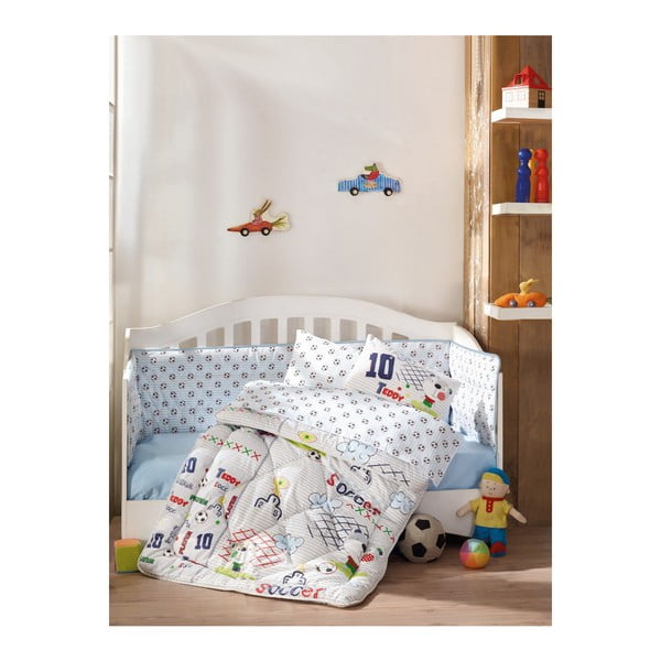 Памучен комплект чаршафи за детско легло с протектори Soccer, 100 x 150 cm - Unknown