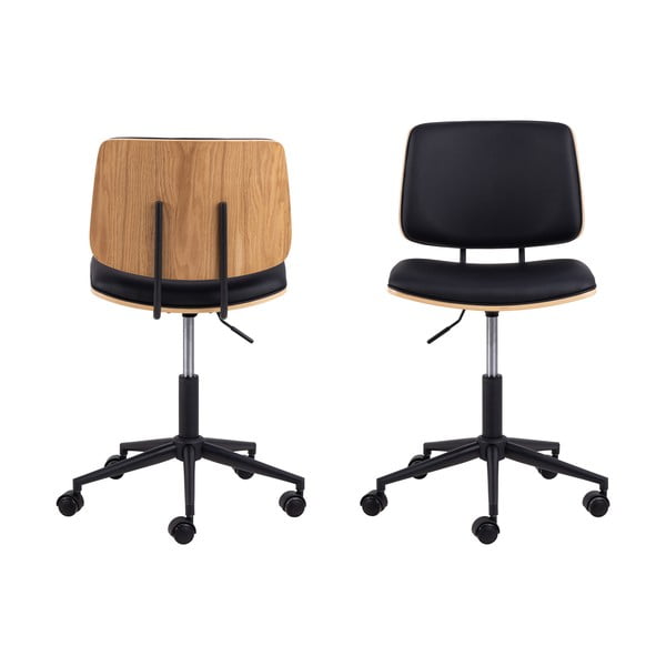 Черен офис стол от имитация на кожа Owen – Actona-image-4