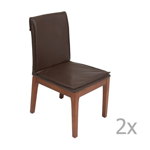 Sada 2 hnědých jídelních židlí s konstrukcí z dubového dřeva Santiago Pons Donato
