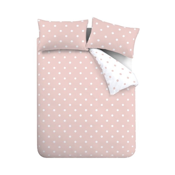 Бяло и розово спално бельо за двойно легло 200x200 cm - Catherine Lansfield