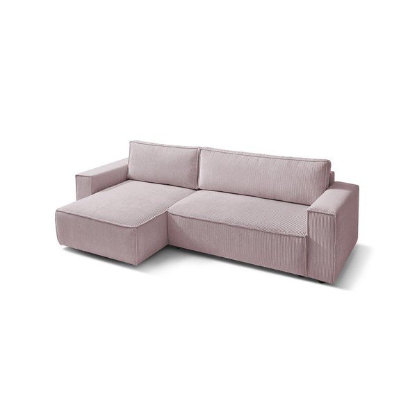 Светлорозов велурен разтегателен диван Nihad - Bobochic Paris-image-4